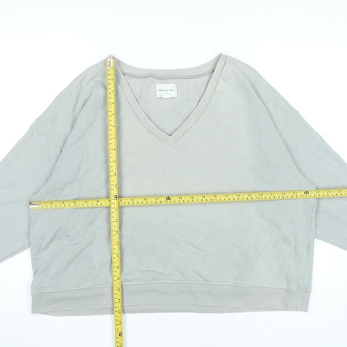 American Eagle Women’s Grey V-Neck Pullover Sweatshirt XXS