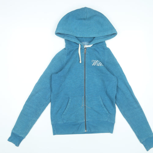 Jack Wills Women’s Blue Full Zip Hoodie UK 8 Cotton Blend