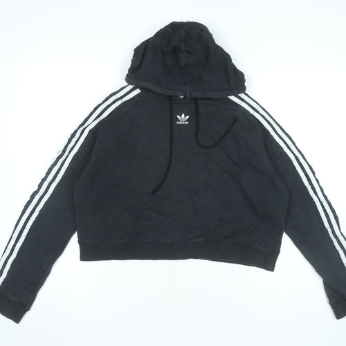 Adidas Women's Black Size 10 Pullover Hoodie Cotton Sportswear
