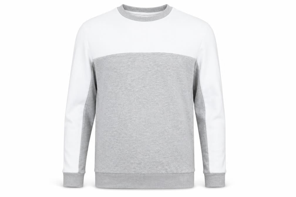 Front view of boohooMAN men’s grey white logo sweatshirt pullover medium
