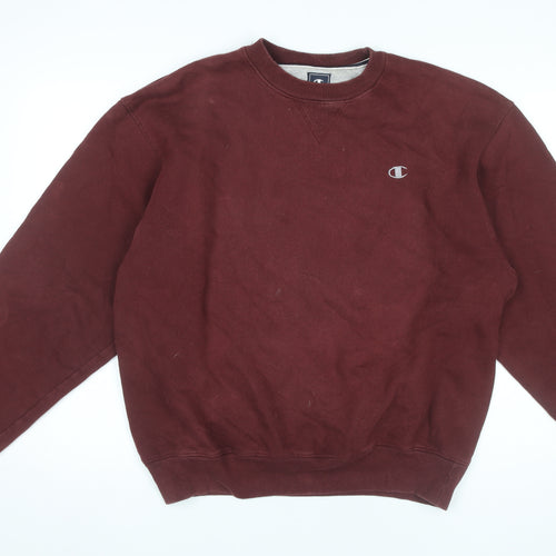 Champion Mens Red Crew Neck Pullover Sweatshirt Size L Regular