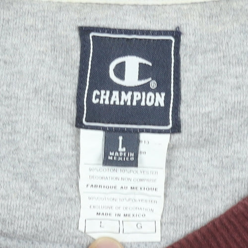 Champion Mens Red Crew Neck Pullover Sweatshirt Size L Regular