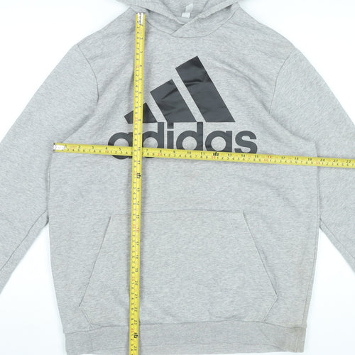 Adidas Men’s Grey Pullover Hoodie M Logo Graphic Sportswear