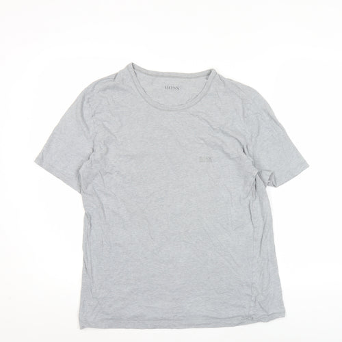 BOSS Men's Grey Cotton Crew Neck Short Sleeve T-Shirt Size L