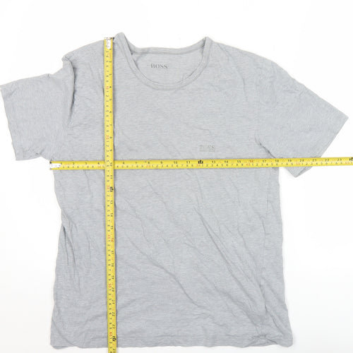 BOSS Men's Grey Cotton Crew Neck Short Sleeve T-Shirt Size L
