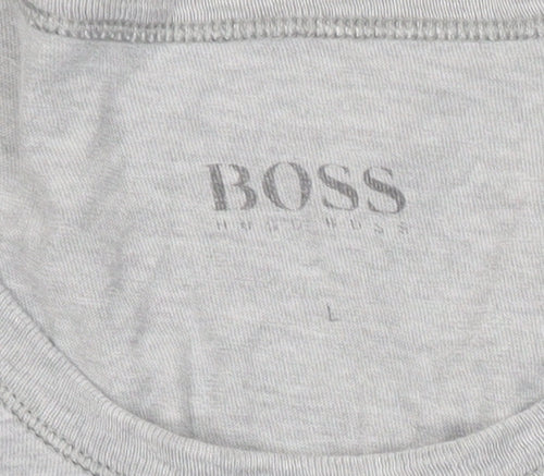 BOSS Men's Grey Cotton Crew Neck Short Sleeve T-Shirt Size L