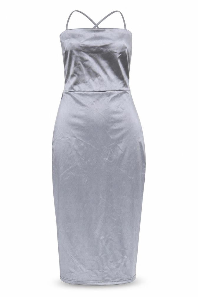 Forever 21 Women’s Grey Bodycon Midi Party Dress Size S Halter