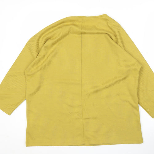 VizaViz Women Yellow Studded 3/4 Sleeve Boat Neck Top Size 14