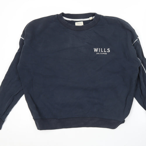 Jack Wills Womens Blue Logo Pullover Sweatshirt Size 10