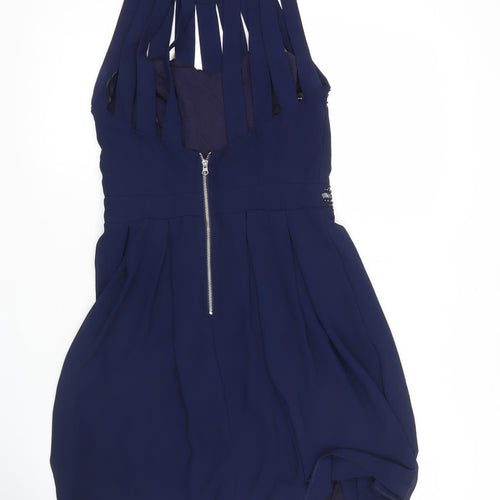 TFNC London Women’s Blue Skater Dress Size S Beaded Sleeveless Party