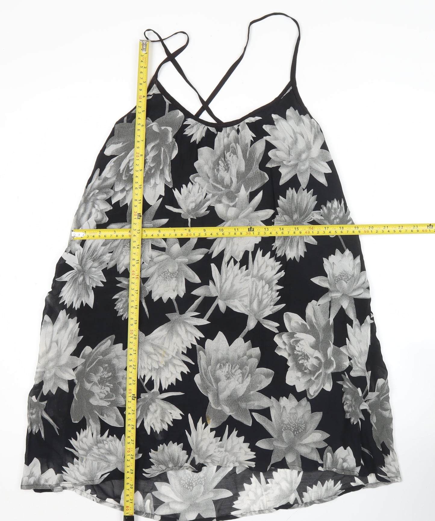 French Connection Women’s Black Floral Camisole Tank Top Size M