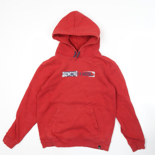 Animal Boys Red Pullover Hoodie 11-12 Years Cotton Blend Logo