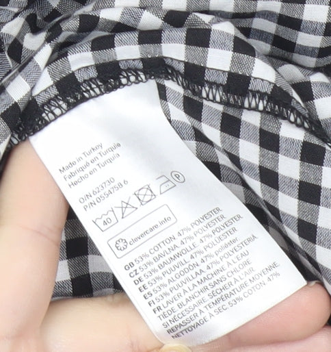 Label of Graded Goods Women's Black Check Blouse Size 6 Off Shoulder