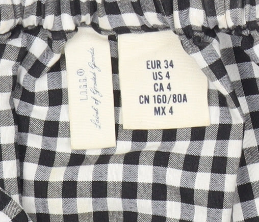 Label of Graded Goods Women's Black Check Blouse Size 6 Off Shoulder