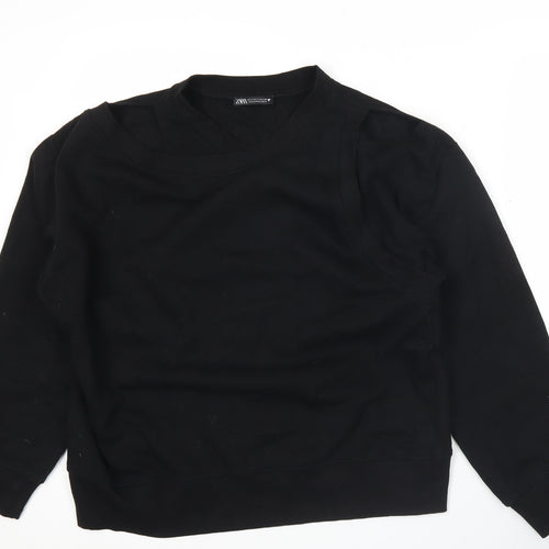 Zara Women Black Small Pullover Sweatshirt Long Sleeve Casual