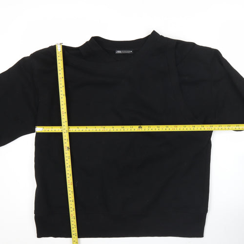 Zara Women Black Small Pullover Sweatshirt Long Sleeve Casual