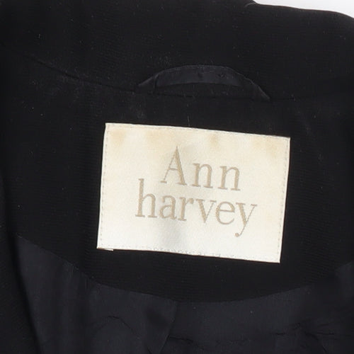 Ann Harvey Women’s Black Short Sleeve Blazer UK 16 Workwear Jacket