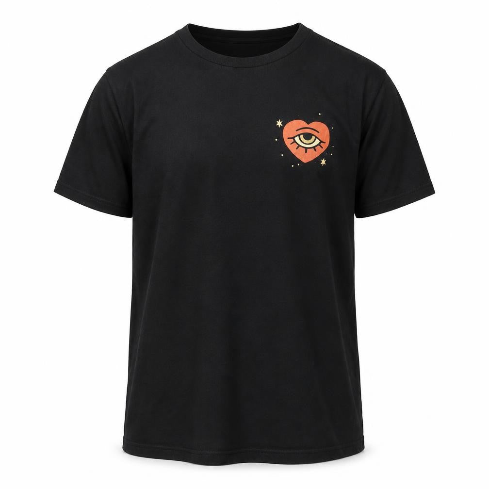 Front view of YEAHH! Studio Men's Black M Graphic T-Shirt Short Sleeve Cotton