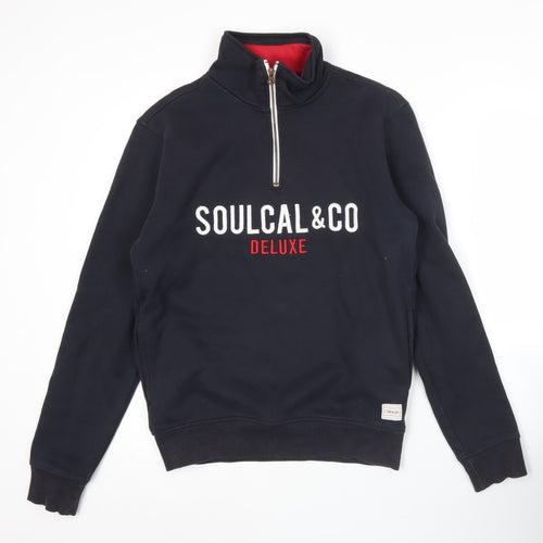 SoulCal & Co Men’s Blue Medium 1/4 Zip Embroidered Sweatshirt