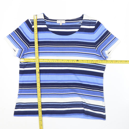 CC Women’s Blue Striped Cotton T-Shirt Size M Scoop Neck