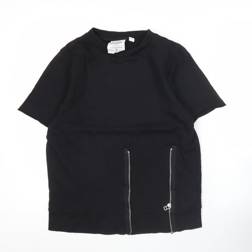 Cheap Monday Womens Black Small Zip Detail T-Shirt Short Sleeve