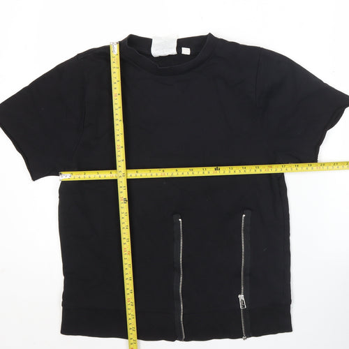 Cheap Monday Womens Black Small Zip Detail T-Shirt Short Sleeve