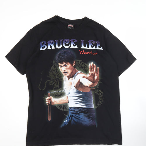 Rock@Tees Men’s Black Bruce Lee Graphic Retro T-Shirt L