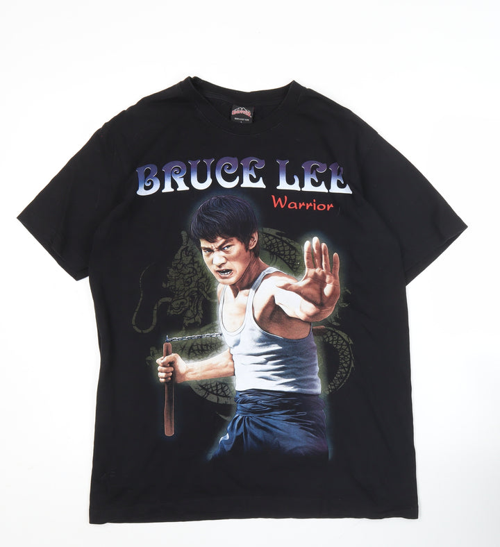 Rock@Tees Men’s Black Bruce Lee Graphic Retro T-Shirt L