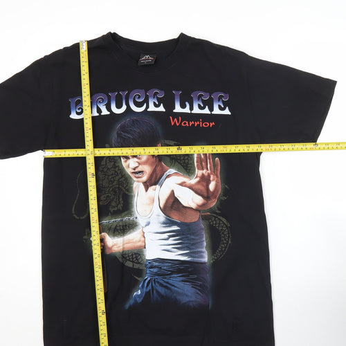 Rock@Tees Men’s Black Bruce Lee Graphic Retro T-Shirt L