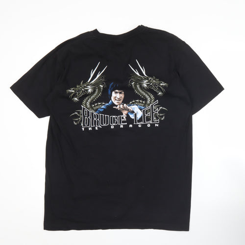 Rock@Tees Men’s Black Bruce Lee Graphic Retro T-Shirt L