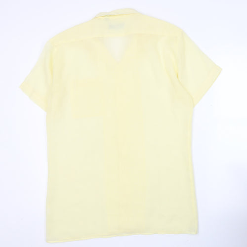 JOIN-IN Mens Yellow M Short Sleeve Vintage Casual Button-Up Shirt