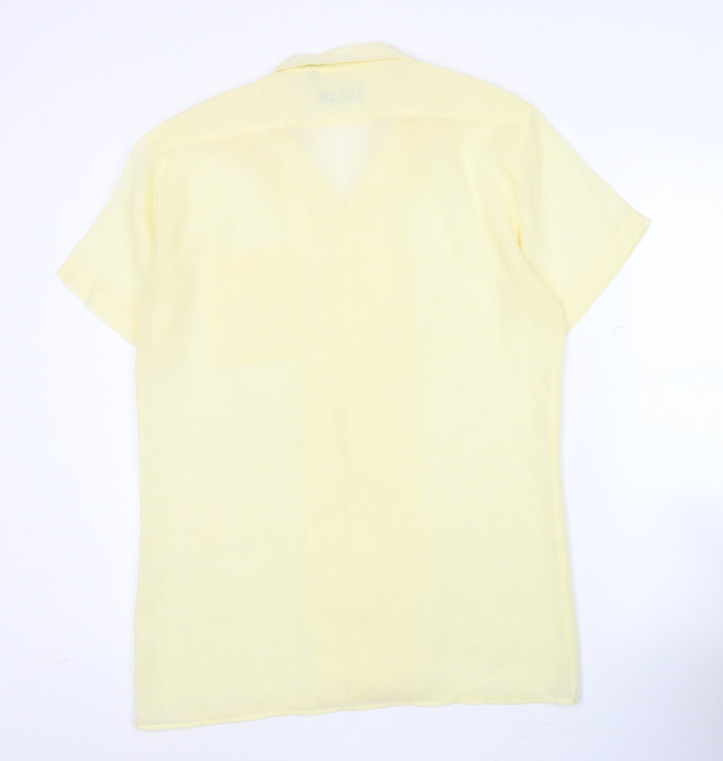 JOIN-IN Mens Yellow M Short Sleeve Vintage Casual Button-Up Shirt