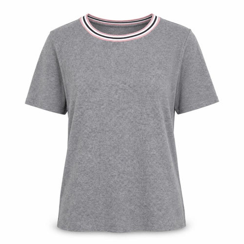 Massimo Dutti Women’s Grey Ringer T-Shirt Short Sleeve Size S