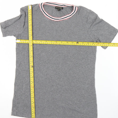 Massimo Dutti Women’s Grey Ringer T-Shirt Short Sleeve Size S