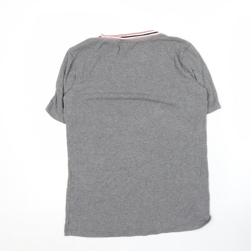 Massimo Dutti Women’s Grey Ringer T-Shirt Short Sleeve Size S