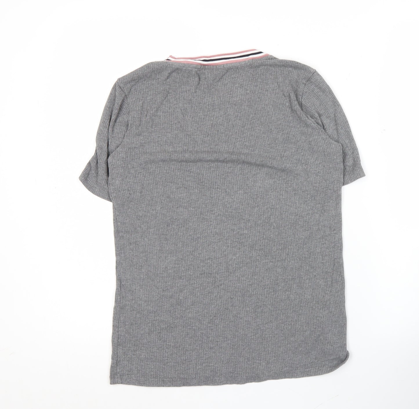 Massimo Dutti Women’s Grey Ringer T-Shirt Short Sleeve Size S