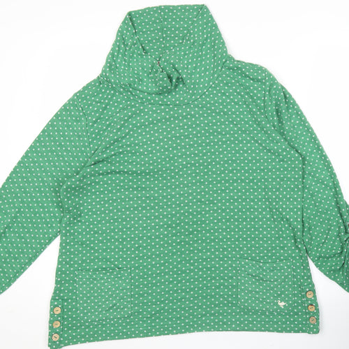 Country Rose Women’s Green Polka Dot Cowl Neck Pullover Sweatshirt S