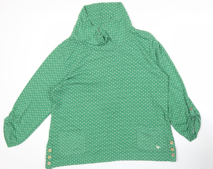 Country Rose Women’s Green Polka Dot Cowl Neck Pullover Sweatshirt S