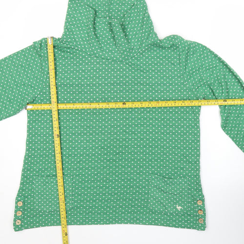 Country Rose Women’s Green Polka Dot Cowl Neck Pullover Sweatshirt S