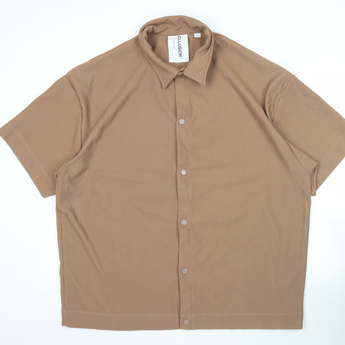 Collusion Men’s Brown Short Sleeve Button-Up Shirt Size S
