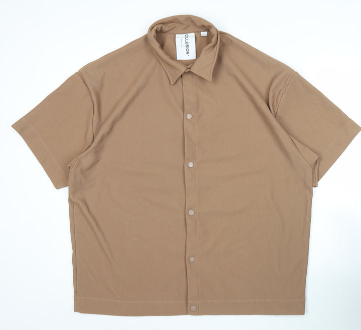 Collusion Men’s Brown Short Sleeve Button-Up Shirt Size S