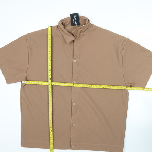 Collusion Men’s Brown Short Sleeve Button-Up Shirt Size S