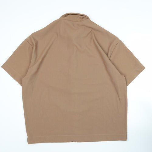 Collusion Men’s Brown Short Sleeve Button-Up Shirt Size S