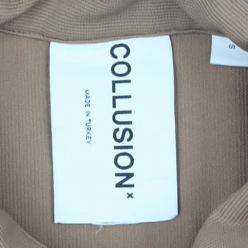 Collusion Men’s Brown Short Sleeve Button-Up Shirt Size S