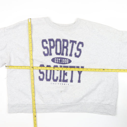 ASOS Womens Grey Graphic Logo Sports Sweatshirt Size 18 Pullover Crew Neck