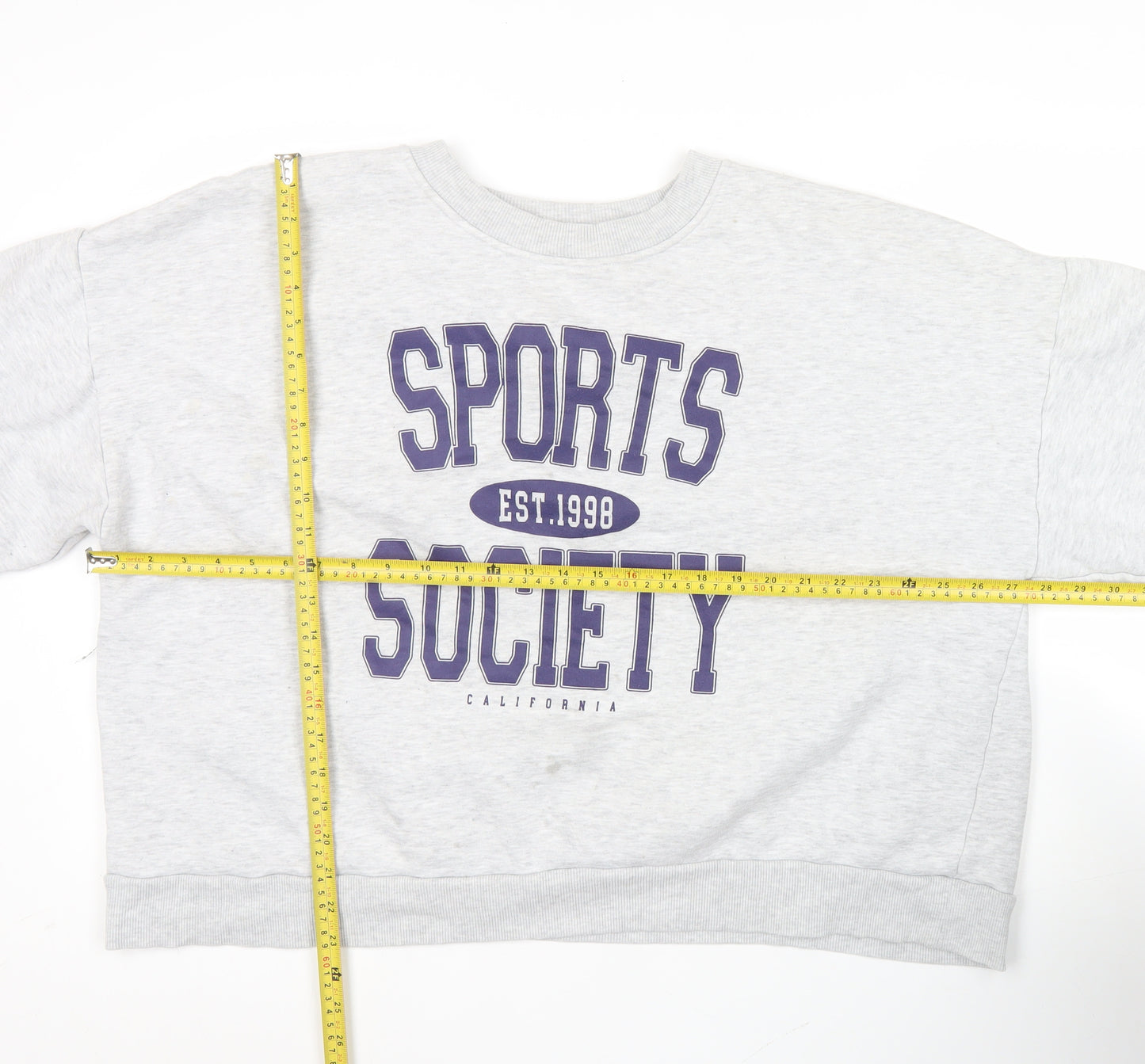 ASOS Womens Grey Graphic Logo Sports Sweatshirt Size 18 Pullover Crew Neck
