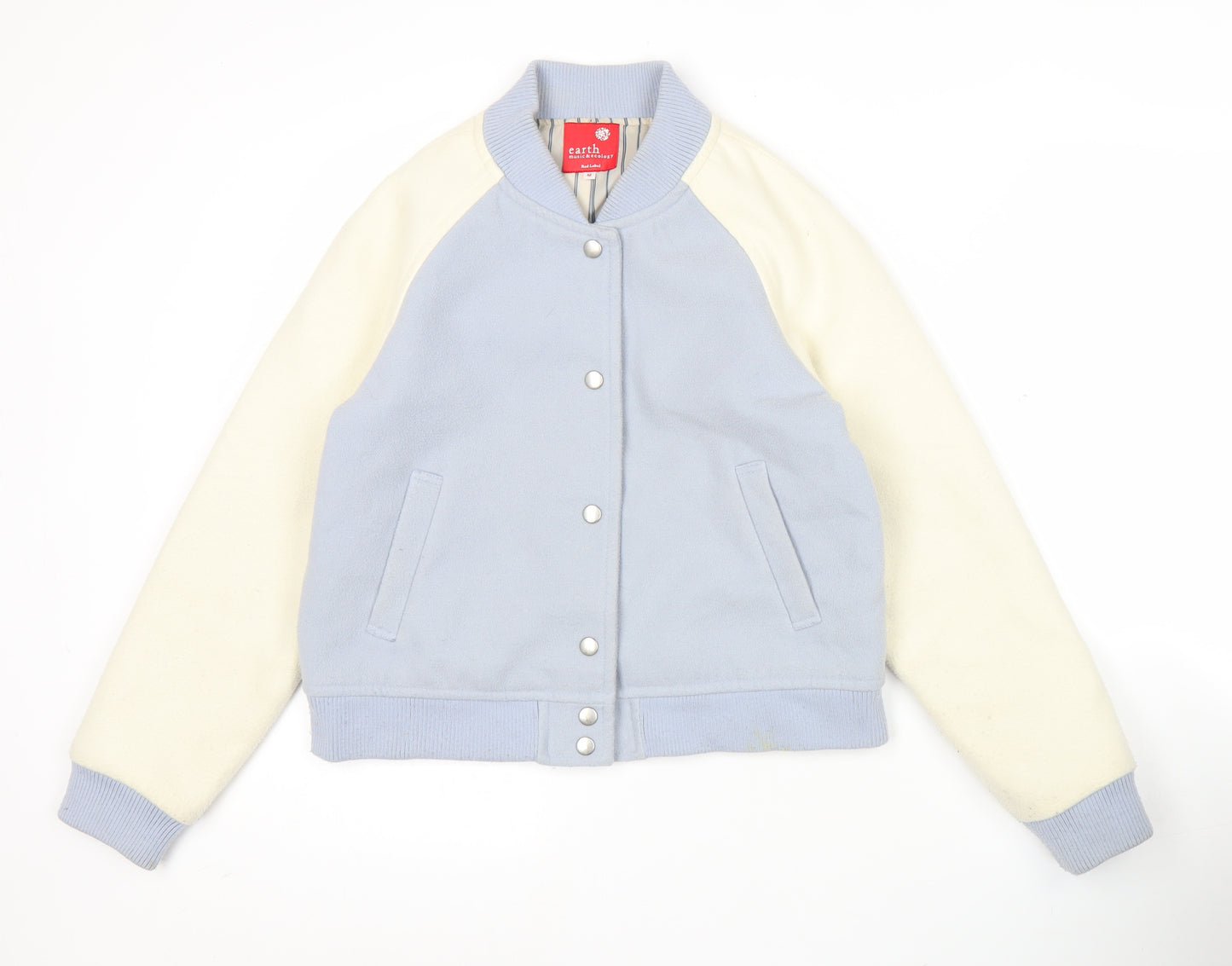 Earth Music & Ecology Womens Blue Varsity Jacket Size M Casual
