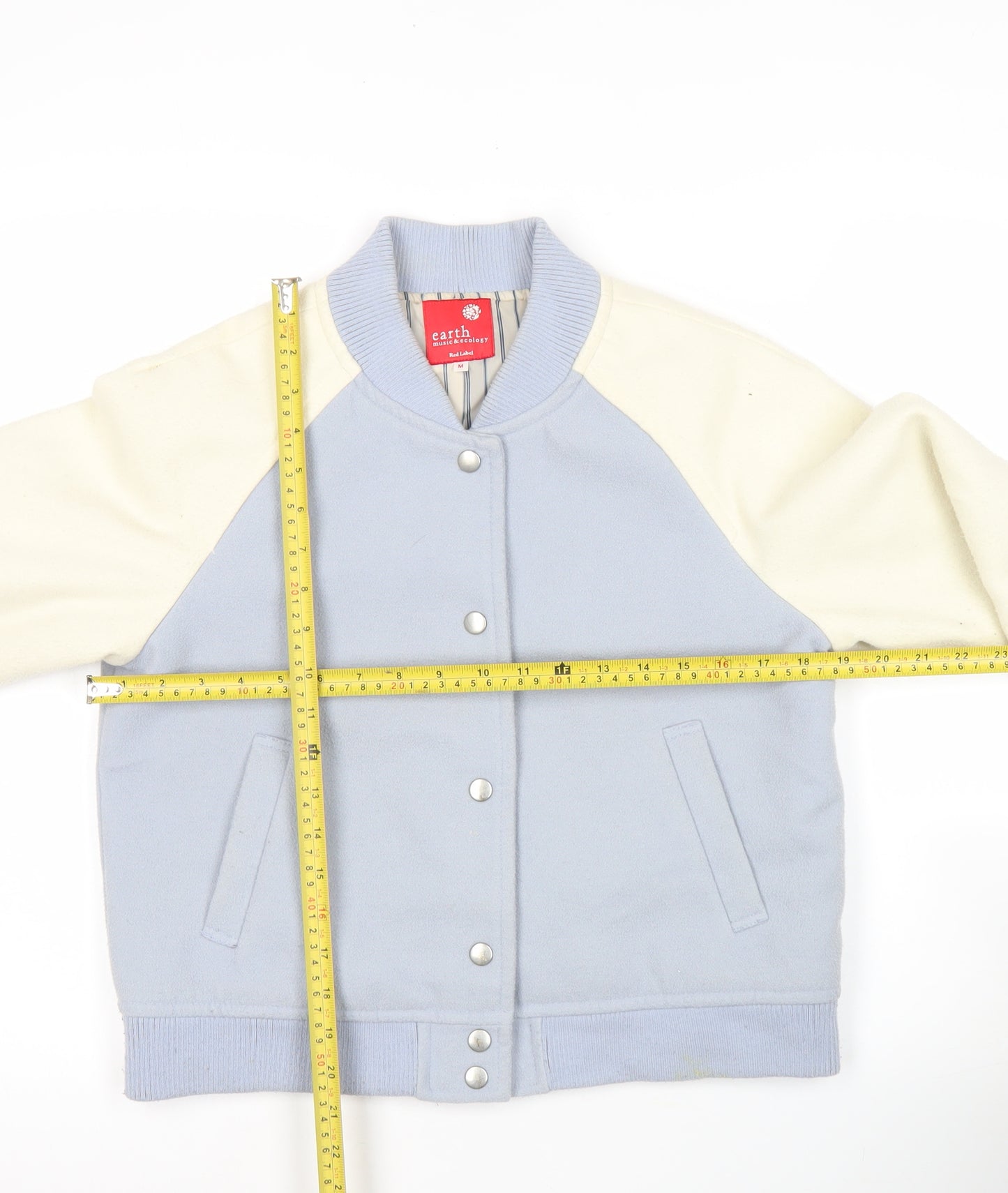 Earth Music & Ecology Womens Blue Varsity Jacket Size M Casual