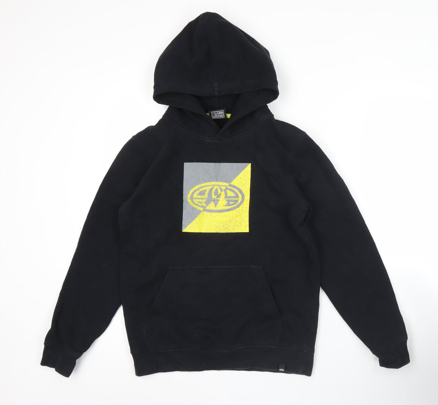 Animal Boys Black Pullover Hoodie 11-12 Years Logo Graphic Cotton Blend