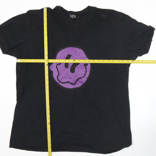 boohooMAN Men's Black L Graphic Print Music T-Shirt